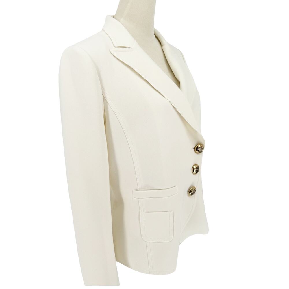 Smythe Wrap Asymmetrical Single Breasted Blazer Cream Ivory White Suit Jacket 12 - Picture 6 of 11